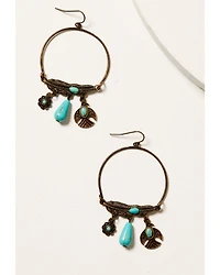Shyanne Women's Mystic Skies Feather Hoop Charm Earrings