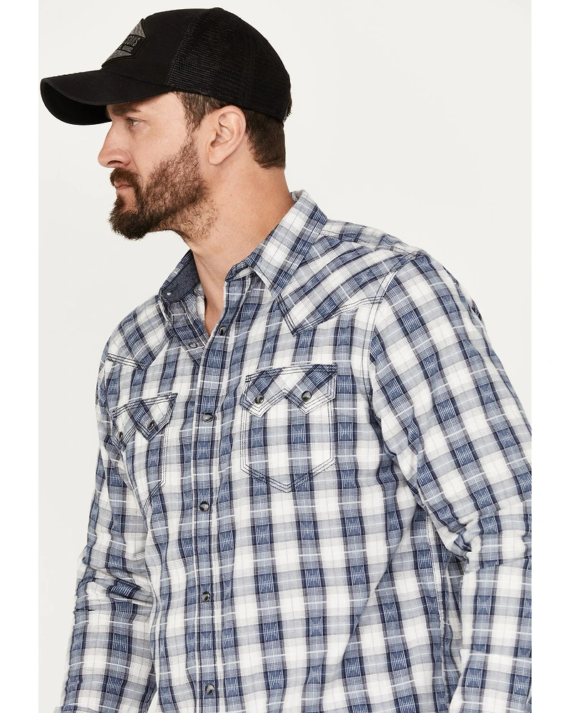 Moonshine Spirit Men's Rattler Plaid Print Long Sleeve Western Snap Shirt