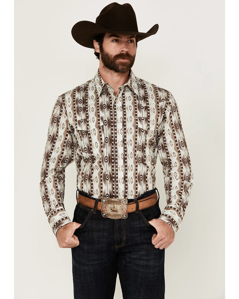 Wrangler Men's Checotah Southwestern Print Long Sleeve Snap Western Shirt
