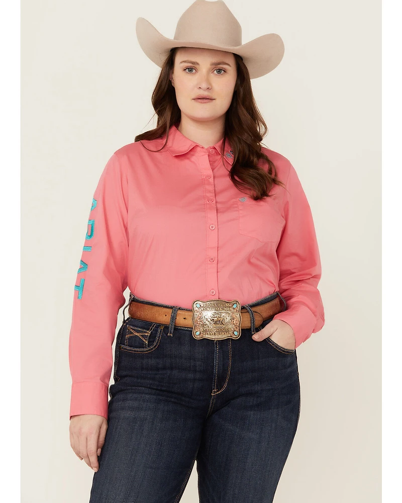 Ariat Women's Team Kirby Wrinkle Resistant Long Sleeve Button-Down Stretch Western Shirt - Plus