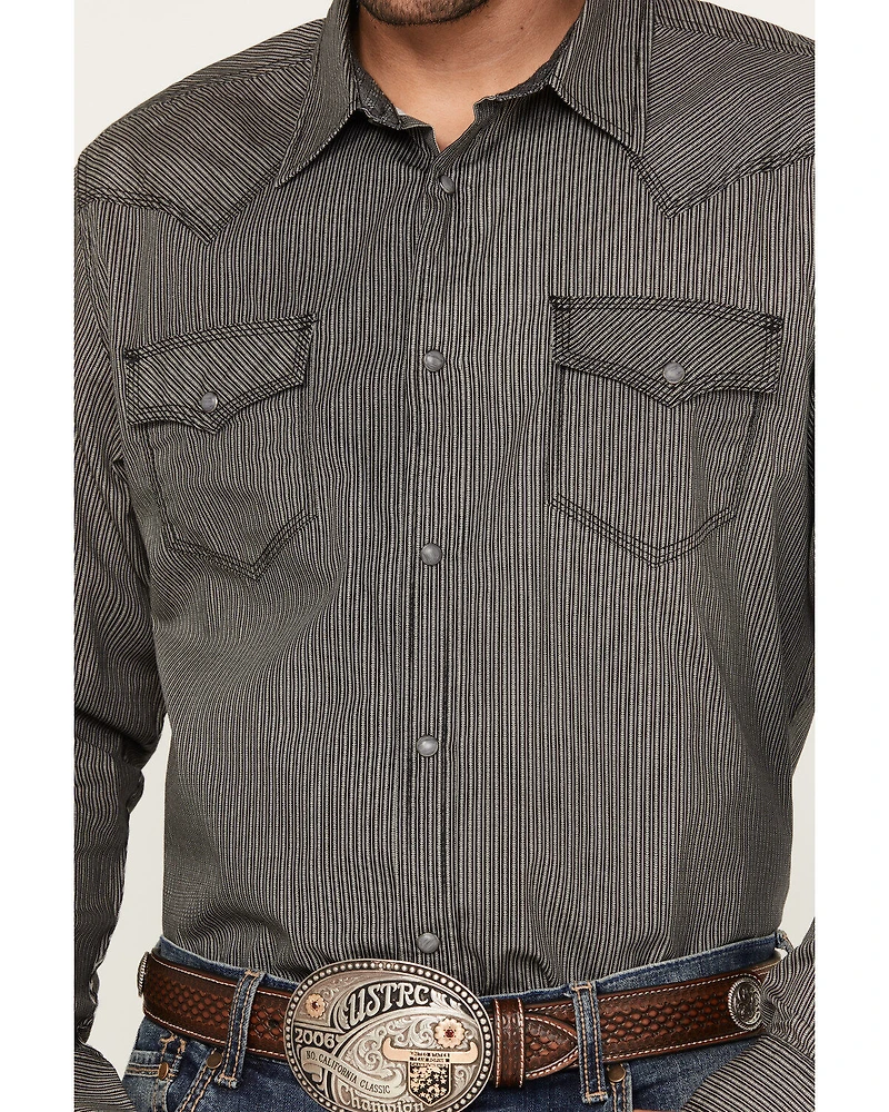 Moonshine Spirit Men's Country Night Striped Long Sleeve Western Snap Shirt