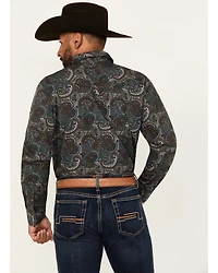 Gibson Trading Co Men's Crazy Paisley Print Long Sleeve Snap Western Shirt
