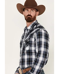 Rock 47 by Wrangler Men's Plaid Print Long Sleeve Snap Western Shirt
