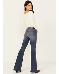 Shyanne Women's Sand Palm Medium Wash Mid Rise Stretch Flare Jeans