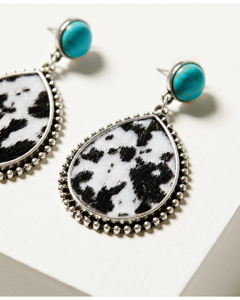 Shyanne Women's Cowhide Oval Drop Earrings