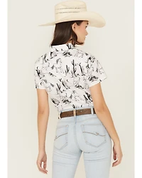 Wrangler Retro Women's Boot Barn Exclusive Horse Print Short Sleeve Snap Western Shirt