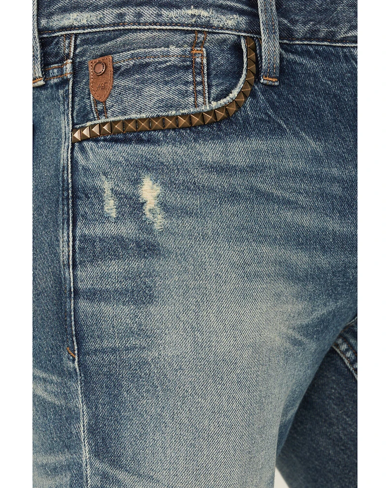 Moonshine Spirit Men's Slasher Wash Decker Slim Straight Rigid Denim Jeans
