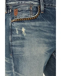 Moonshine Spirit Men's Slasher Wash Decker Slim Straight Rigid Denim Jeans