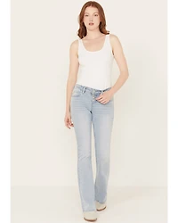 Shyanne Women's Senita Light Medium Wash Low Rise Bootcut Stretch Denim Jeans
