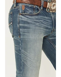 Moonshine Spirit Men's Twister Wash Decker Slim Straight Stretch Denim Jeans
