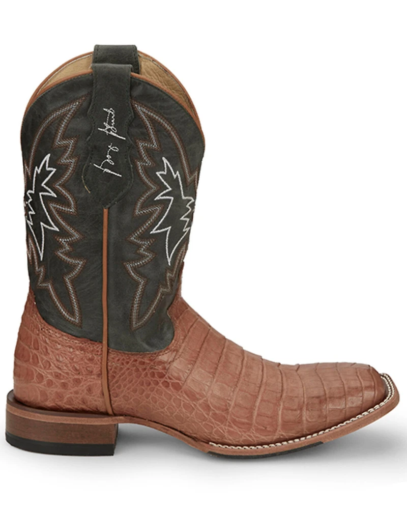 Justin Men's Haggard Exotic Caiman Western Boots - Broad Square Toe