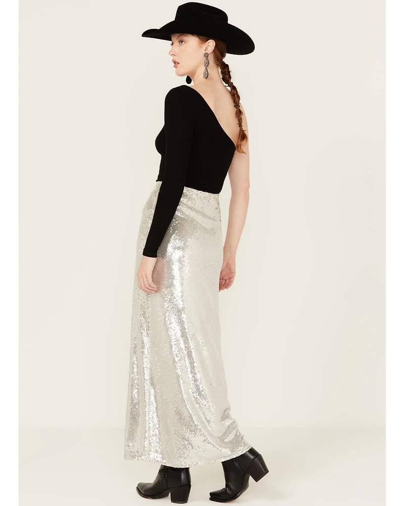 By Together Women's Sequins Maxi Skirt