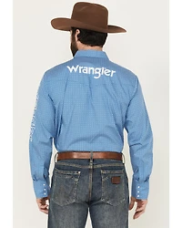 Wrangler Men's Geo Print Logo Long Sleeve Snap Western Shirt