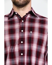 Tuf Cooper Men's Stretch Ombre Plaid Long Sleeve Western Shirt