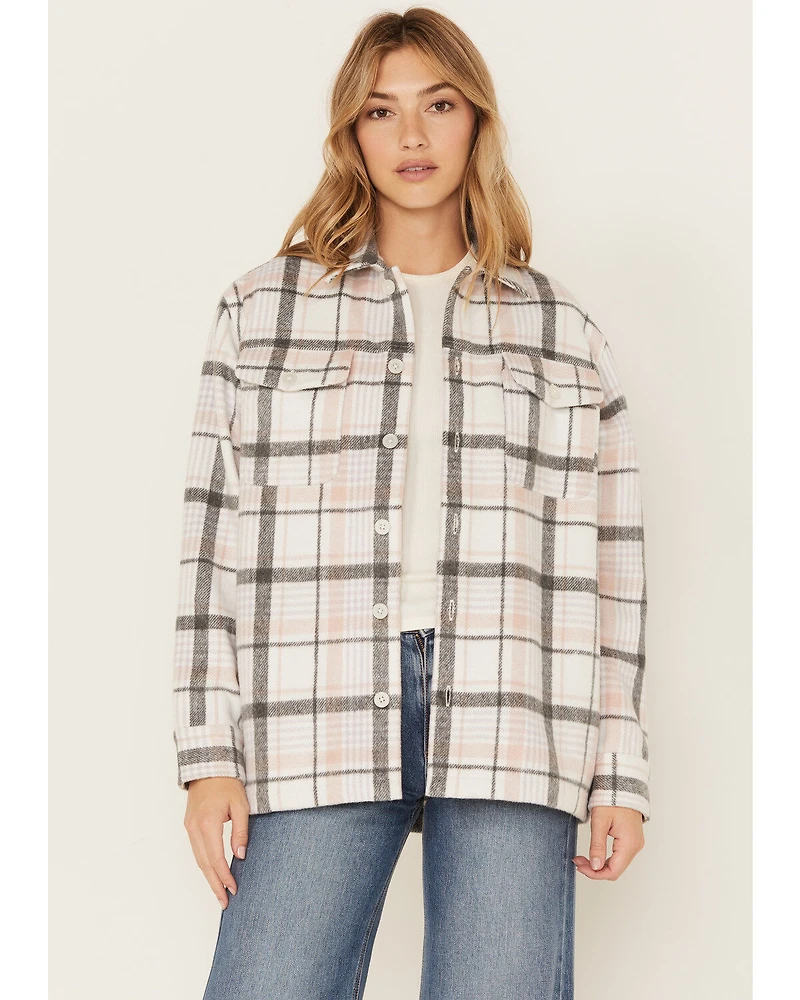 Cleo + Wolf Women's Plaid Print Shacket