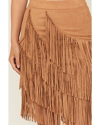 Idyllwind Women's Tina Faux Suede Fringe Mini Skirt