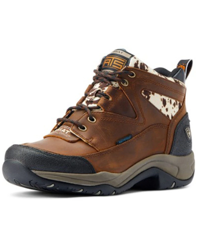 Ariat Women's Cow Print Terrain Waterproof Boots - Soft Toe