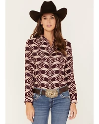 Ariat Women's Billie Jean Southwestern Jacquard Print Long Sleeve Button-Down Shirt