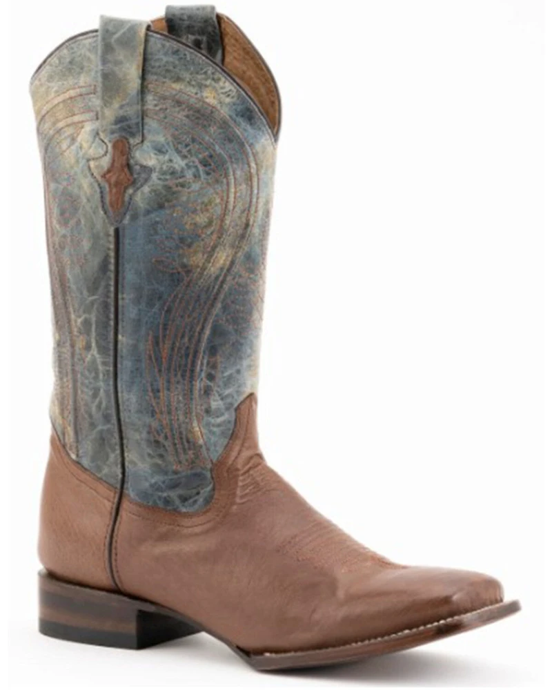 Ferrini Men's Smooth Quill Ostrich Exotic Boots - Broad Square Toe