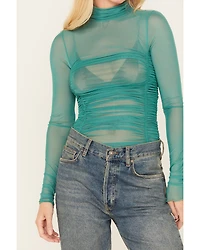 Free People Women's Under It All Ruched Mesh Bodysuit