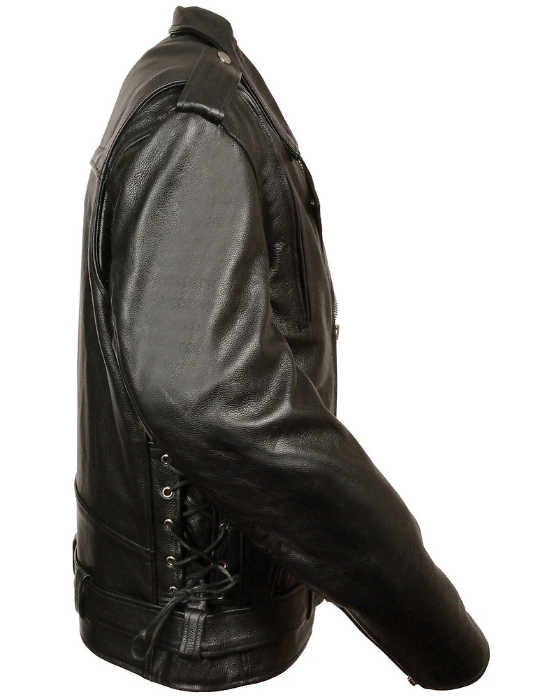 Milwaukee Leather Men's 3X Black Vented Side Lace Leather Motorcycle Jacket