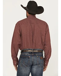 George Strait by Wrangler Men's Medallion Print Long Sleeve Button-Down Stretch Western Shirt