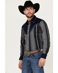 Wrangler Men's Rodeo Ben Striped Long Sleeve Snap Western Shirt