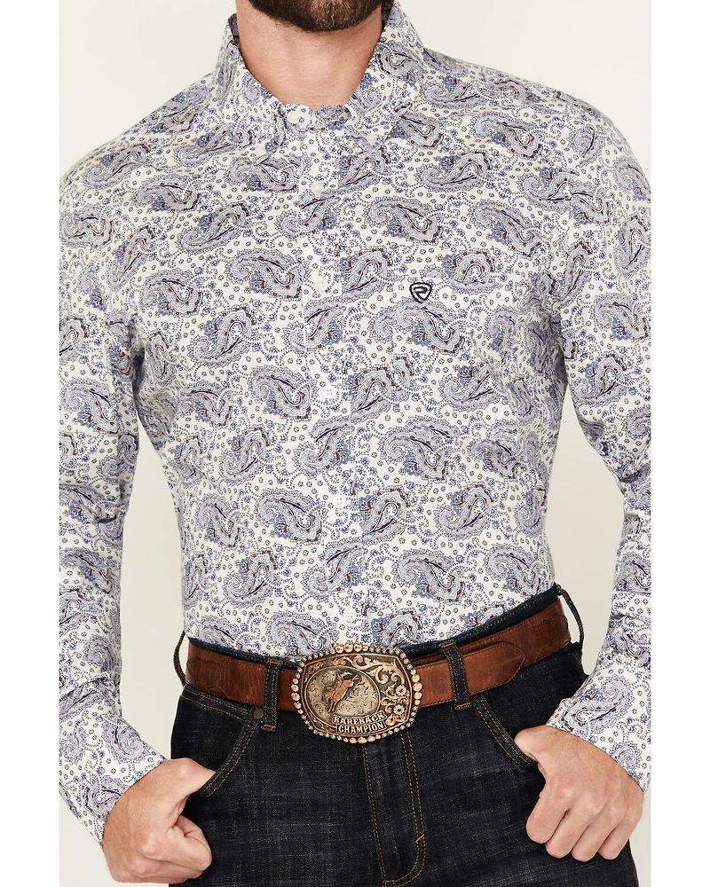 Rock & Roll Denim Men's Paisley Print Long Sleeve Button-Down Stretch Western Shirt