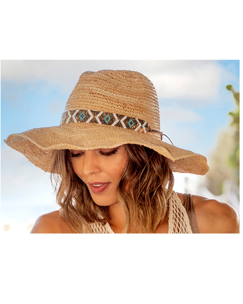 Nikki Beach Women's Metallic Diamonds Straw Western Fashion Hat