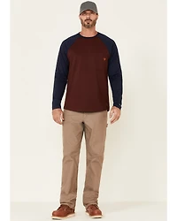 Hawx Men's Dark Red Original Baseball Crew Long Sleeve Work T-Shirt