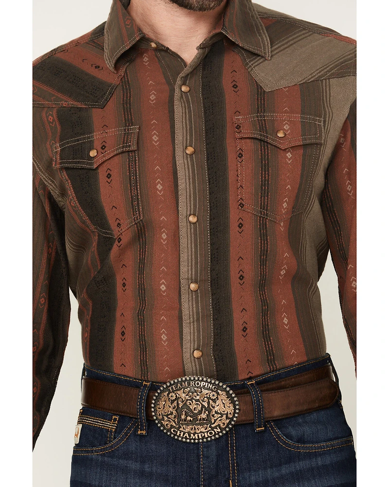 Wrangler Retro Men's Striped Print Long Sleeve Snap Western Shirt