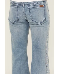 Rock & Roll Denim Girls' Southwestern Print Panel Button Flare Stretch Jeans