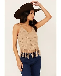 Shyanne Women's Hankie Hem Fringe Sweater Tank