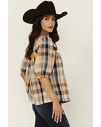 Cleo + Wolf Women's Bowie Plaid Print Short Sleeve Shirt