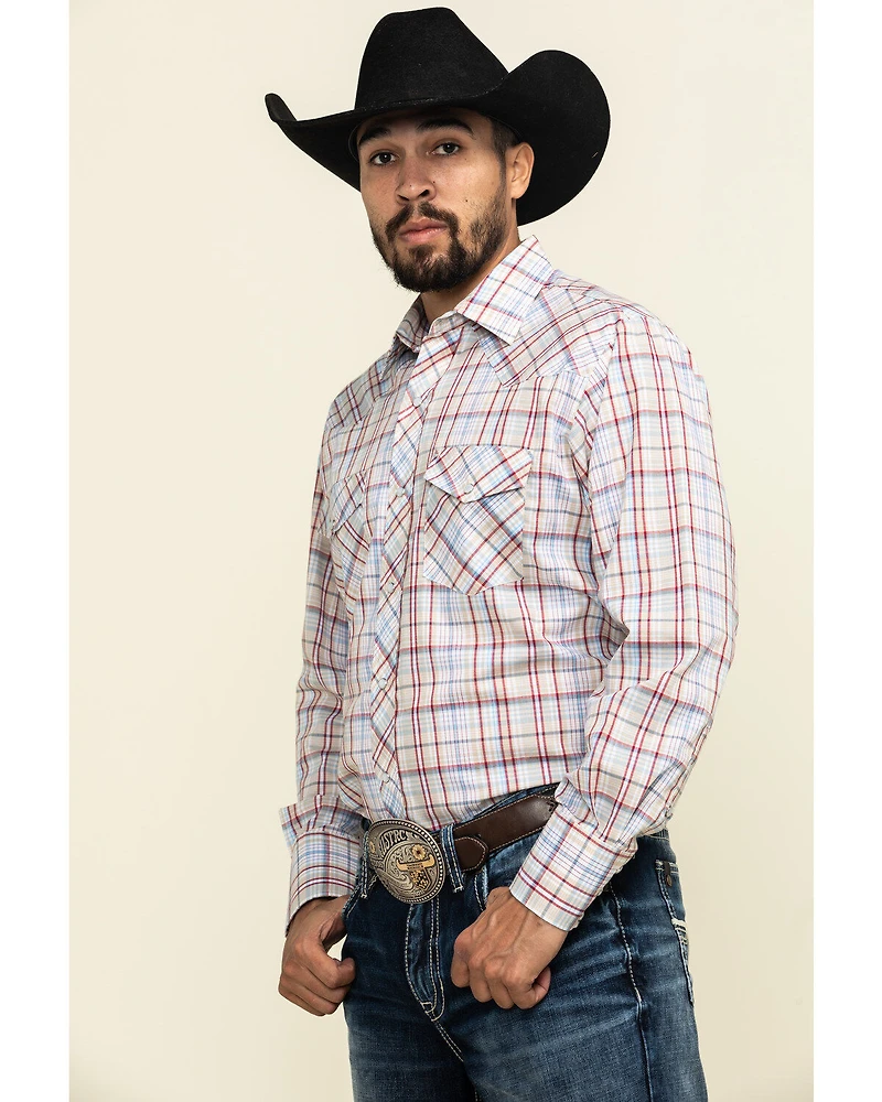 Roper Men's Classic Tan Plaid Long Sleeve Western Shirt
