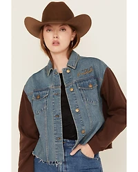Cleo + Wolf Women's Mixed Material Graphic Jacket