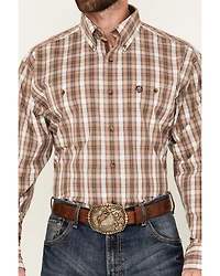 George Strait by Wrangler Men's Plaid Print Long Sleeve Button-Down Stretch Western Shirt