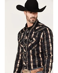 Rock & Roll Denim Men's Southwestern Stretch Long Sleeve Snap Shirt