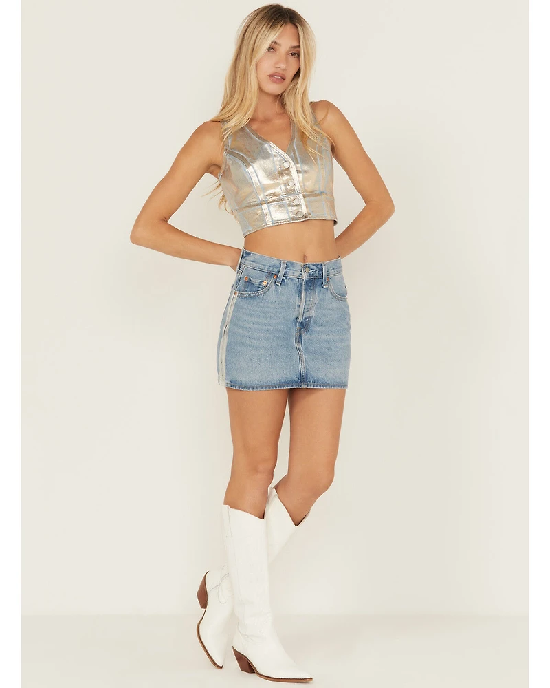 Levi's Women's Shine Theory Icon Light Wash Mid Rise Mini Denim Skirt