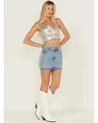 Levi's Women's Shine Theory Icon Light Wash Mid Rise Mini Denim Skirt