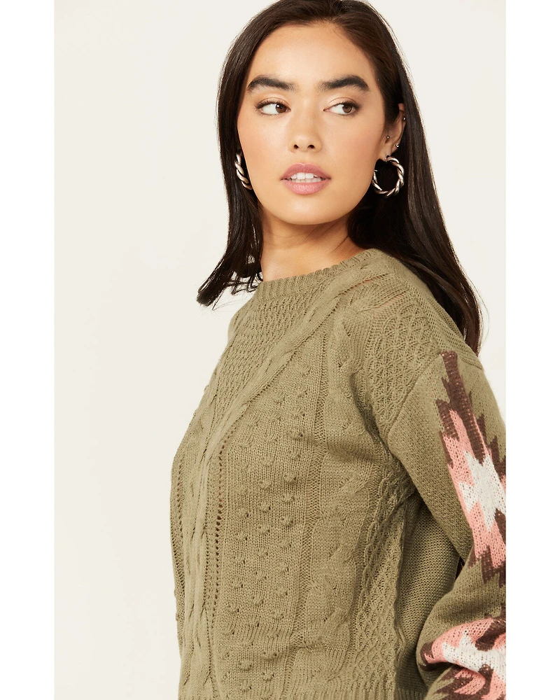 Rock & Roll Denim Women's Southwest Sleeve Long Sweater