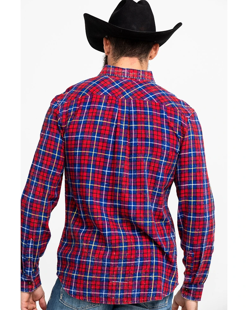 Levi's Men's Red Mondy Plaid Long Sleeve Western Flannel Shirt