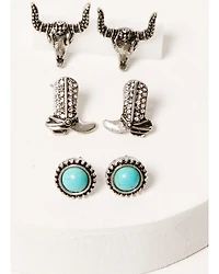 Shyanne Women's Autumn Sunset 6-Piece Cowboy Boot Earrings Set