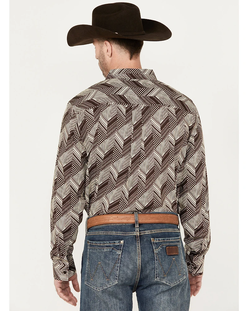 RANK 45® Men's Altonwon Striped Geo Print Long Sleeve Button-Down Western Shirt