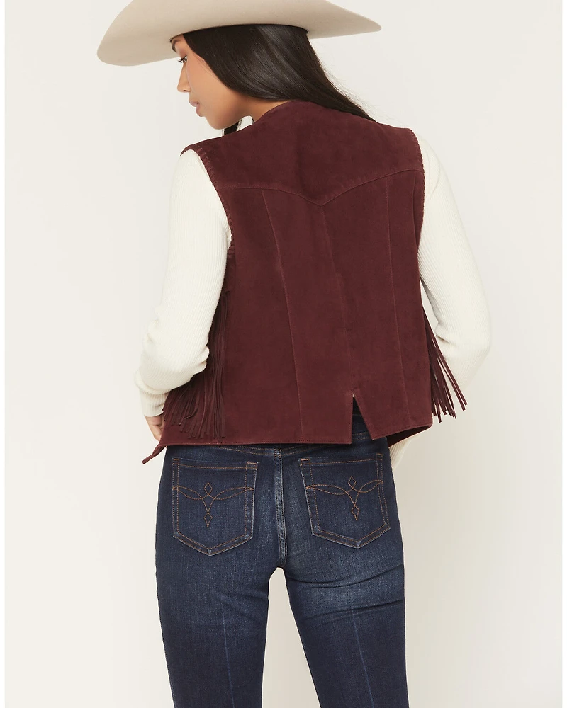 Scully Women's Suede Fringe Front Tie Vest