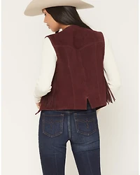 Scully Women's Suede Fringe Front Tie Vest