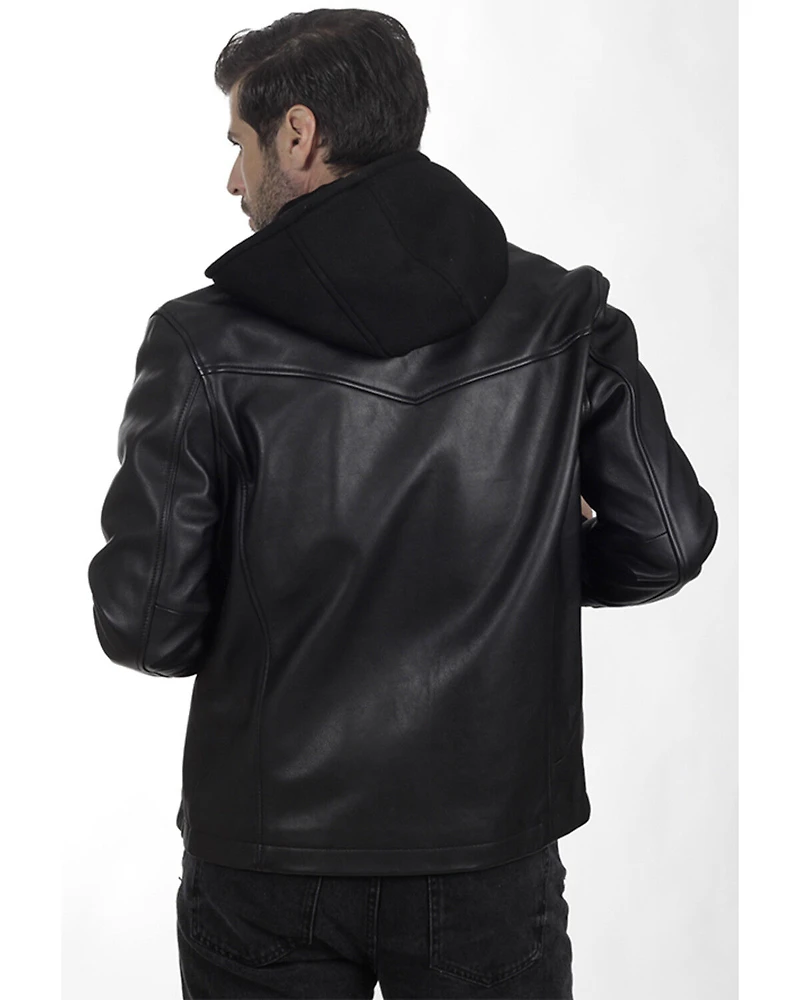 Frye Men's Racer Zip-Up Hooded Leather Jacket