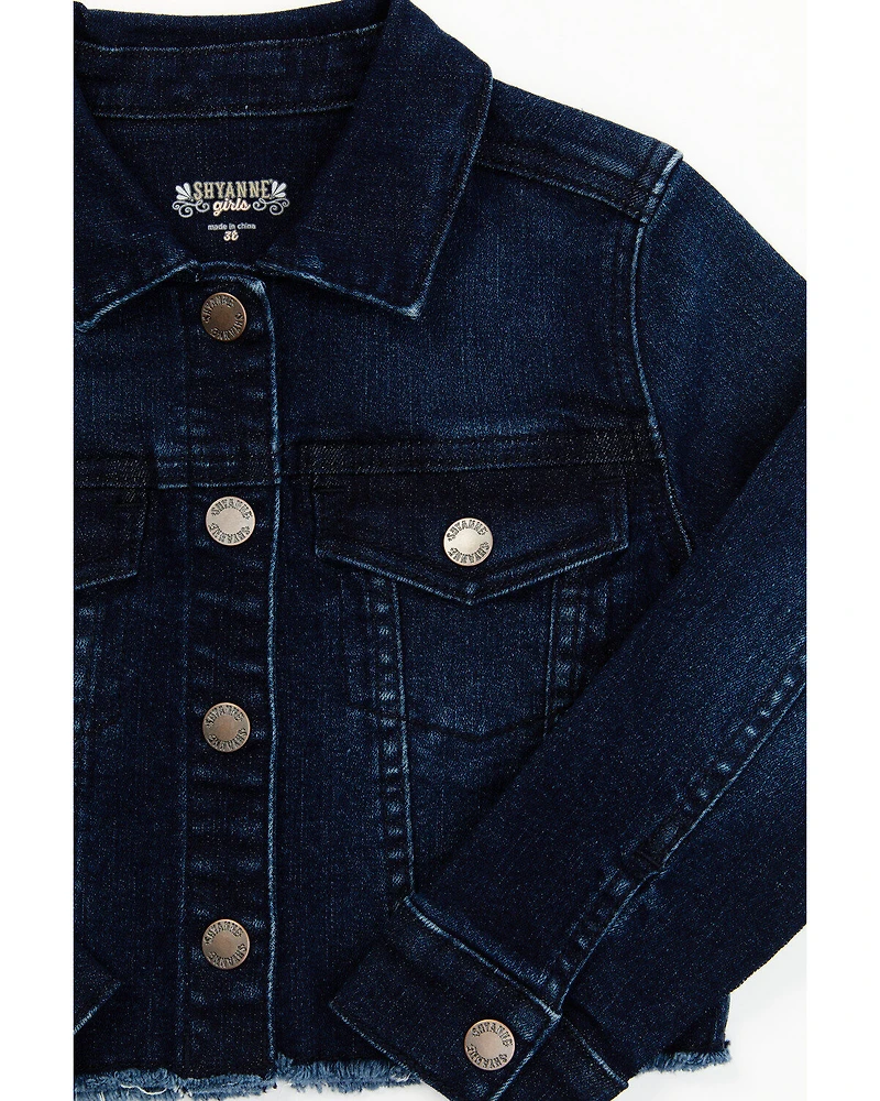 Shyanne Toddler Girls Kent Dark Wash Frayed Denim Jacket