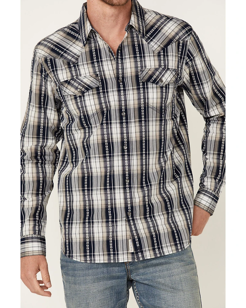 Moonshine Spirit Men's Talum Plaid Long Sleeve Snap Western Shirt