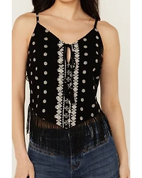Idyllwind Women's Sunnett Embroidered Fringe Hanky Hem Tank